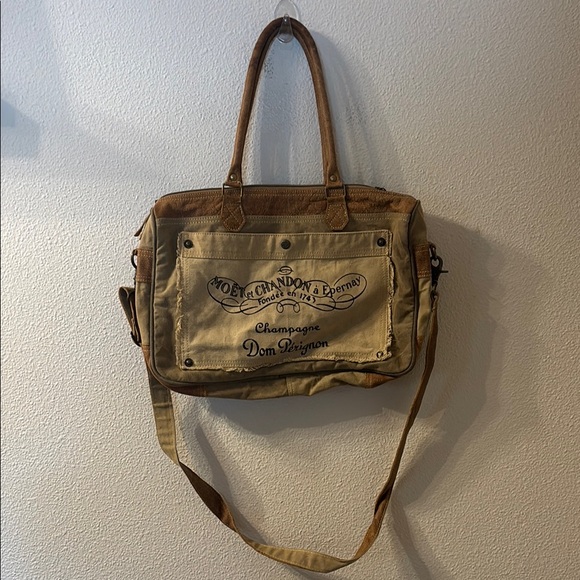 Myra Bag Handbags - Myra Bag Tan and Brown Messenger Bag with Adjustable Strap